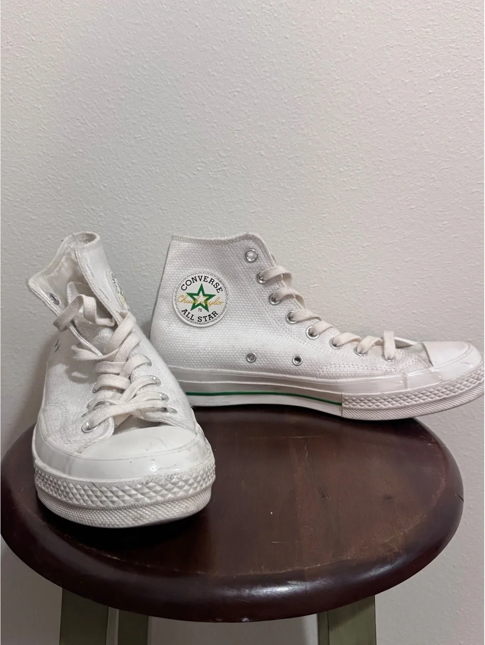 Converse Chuck Taylor All Star 70s High Top Sneakers White Green Size 9 - Picture 1 of 9